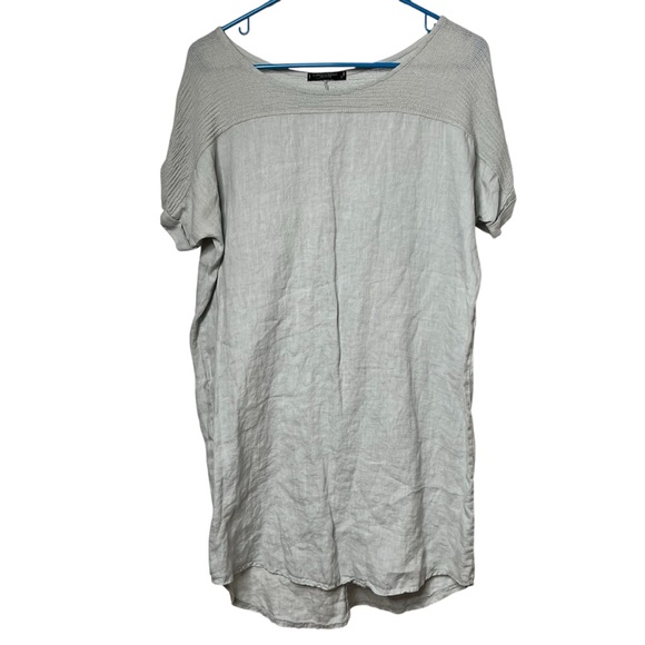 Lungo L'arno Peasant Sundress Women's Small‎ Cuffed Sleeve Linen Gray Italy - Picture 1 of 7